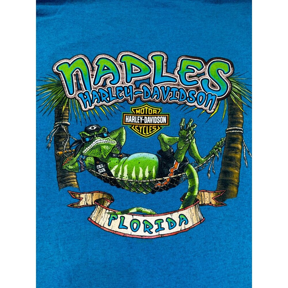 Harley Davidson T-Shirt XL  "Genuine Oil Refinery Sealed" Naples Iguana Lizard